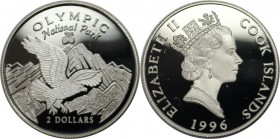 2 Dollars 1996 
Weltmünzen und Medaillen, Cookinseln / Cook Islands. Weißkopfseeadler - Olympic National-Park. 2 Dollars 1996, Silber. 0,16 OZ. KM 28...