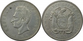 5 Sucres 1944 
Weltmünzen und Medaillen, Ecuador. Antonio Jose de Sucre. 5 Sucres 1944, Silber. KM 79. Fast Stempelglanz