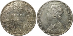 1 Rupee 1893 
Weltmünzen und Medaillen, Indien / India. Britisch Indien. Viktoria (1837-1901). 1 Rupee 1893, Silber. KM 492. Stempelglanz