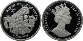 1 Crown 1997 
Weltmünzen und Medaillen, Isle of Man. "Birth of Christ". 1 Crown 1997, Silber. KM 799a. Polierte Platte