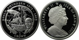 1 Crown 2001 
Weltmünzen und Medaillen, Isle of Man. Roald Amundsen. 1 Crown 2001, Silber. KM 1081a. Polierte Platte