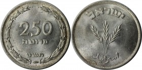 250 Prutah 1949 
Weltmünzen und Medaillen, Israel. 250 Prutah 1949, Silber. 0.23 OZ. KM #15a. Stempelglanz