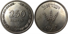 250 Prutah 1949 
Weltmünzen und Medaillen, Israel. 250 Prutah 1949, Kupfer-Nickel. KM #15. Ähren ohne Perle. Stempelglanz