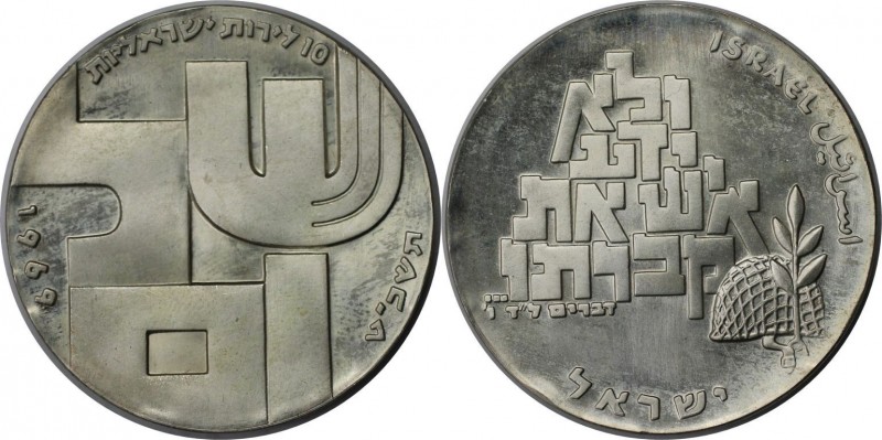 10 Lirot 1969 
Weltmünzen und Medaillen, Israel. 21. Jahrestag - Leben in Fried...