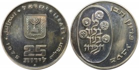 25 Lirot 1975 
Weltmünzen und Medaillen, Israel. Pidyon Haben. 25 Lirot 1975, Silber. 0.75 OZ. KM 80.1. Stempelglanz