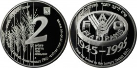 2 New Sheqalim 1995 
Weltmünzen und Medaillen, Israel. FAO - Fladenbrot. 2 New Sheqalim 1995, Silber. 0.93 OZ. KM 272. Polierte Platte
