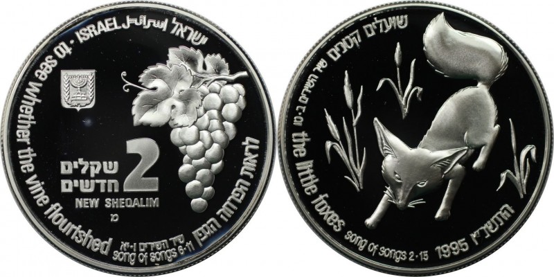 2 New Sheqalim 1995 
Weltmünzen und Medaillen, Israel. Wildleben - Fuchs und We...
