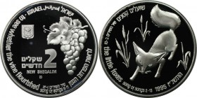 2 New Sheqalim 1995 
Weltmünzen und Medaillen, Israel. Wildleben - Fuchs und Weintrauben. 2 New Sheqalim 1995, Silber. 0.93 OZ. KM 276. Polierte Plat...
