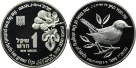1 New Sheqel 1996 
Weltmünzen und Medaillen, Israel. Wildleben - Nachtigall. 1 New Sheqel 1996, Silber. 0.43 OZ. KM 290. Polierte Platte