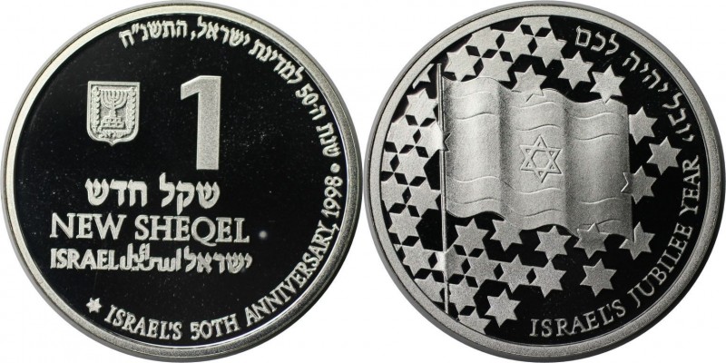 1 New Sheqel 1998 
Weltmünzen und Medaillen, Israel. Flagge von Israel. 1 New S...