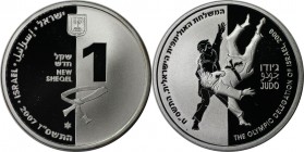 1 New Sheqel 2007 
Weltmünzen und Medaillen, Israel. Judo in Israel - RS: der Gürtel. 1 New Sheqel 2007, Silber. 0.43 OZ. KM 426. Proof Like. Auflage...