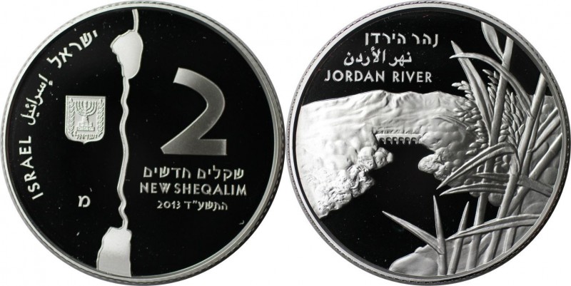 2 New Sheqalim 2013 
Weltmünzen und Medaillen, Israel. Fluß Jordan - Verbindung...