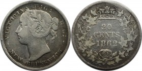 20 Cents 1862 
Weltmünzen und Medaillen, Kanada / Canada. New Brunswick. Victoria. 20 Cents 1862. Silber. KM 9. F-12. Zertikat