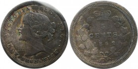 5 Cents 1862 
Weltmünzen und Medaillen, Kanada / Canada. New Brunswick. Victoria. 5 Cents 1862. Silber. KM 7. F-15. Zertikat