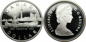 Dollar 1984 
Weltmünzen und Medaillen, Kanada / Canada. 150 Jahre Stadt Toronto. Dollar 1984, Silber. 0.38 OZ. 36 mm. KM 140. Polierte Platte