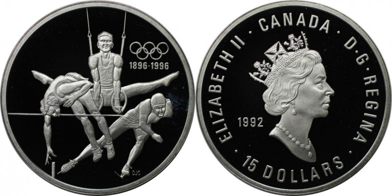 15 Dollars 1992 
Weltmünzen und Medaillen, Kanada / Canada. 100 Jahre Olympisch...