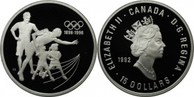 15 Dollars 1992 
Weltmünzen und Medaillen, Kanada / Canada. 100 Jahre Olympische Spiele - Sportler/Kinder. 15 Dollars 1992, Silber. Polierte Platte, ...