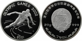 7 Won 2001 
Weltmünzen und Medaillen, Korea Nord / Korea North. Olympische Spiele 2002 in Salt Lake City - Eisschnellläufer. 7 Won 2001, Silber. KM 2...
