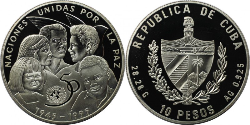 10 Pesos 1995 
Weltmünzen und Medaillen, Kuba / Cuba. 50 Jahre Vereinte Natione...