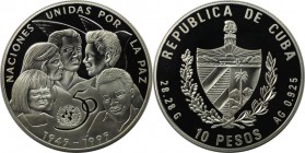 10 Pesos 1995 
Weltmünzen und Medaillen, Kuba / Cuba. 50 Jahre Vereinte Nationen. 10 Pesos 1995, Silber. KM 540. Polierte Platte