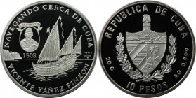 10 Pesos 1997 
Weltmünzen und Medaillen, Kuba / Cuba. Vicente Yanes Pinzon. 10 Pesos 1997, Silber. KM 590. Polierte Platte