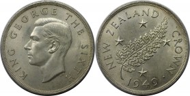 Crown 1949 
Weltmünzen und Medaillen, Neuseeland / New Zealand. George VI. (1936-1952). Crown 1949, Silber. KM 22. Stempelglanz