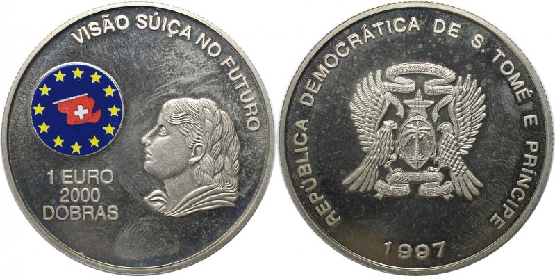 2000 Dobras / 1 Euro 1997 
Weltmünzen und Medaillen, São Tomé und Príncipe. 200...