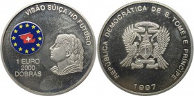 2000 Dobras / 1 Euro 1997 
Weltmünzen und Medaillen, São Tomé und Príncipe. 2000 Dobras / 1 Euro 1997, Kupfer-Nickel. KM 95. Stempelglanz