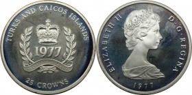 25 Crowns 1977 
Weltmünzen und Medaillen, Turks und Caicos Inseln / Turks and Caicos Islands. 25. Regierungsjubiläum von Elisabeth II. 25 Crowns 1977...