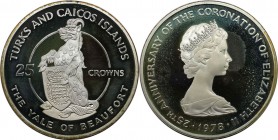 25 Crowns 1978 
Weltmünzen und Medaillen, Turks und Caicos Inseln / Turks and Caicos Islands. 25. Jahrestag der Krönung der Königin Elizabeth II. Yal...