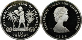 10 Crowns 1982 
Weltmünzen und Medaillen, Turks und Caicos Inseln / Turks and Caicos Islands. Internationales Jahr des Kindes. 10 Crowns 1982, Silber...