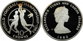 10 Crowns 1982 
Weltmünzen und Medaillen, Turks und Caicos Inseln / Turks and Caicos Islands. "1982 Weltmeisterschaft". 10 Crowns 1982, Silber. 0.69 ...