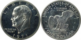 Dollar 1971 S
Weltmünzen und Medaillen, Vereinigte Staaten / USA / United States. Eisenhower Dollar 1971 S, Silber. KM 203a. Polierte Platte