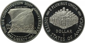 Dollar 1987 S
Weltmünzen und Medaillen, Vereinigte Staaten / USA / United States. 200 Jahre Verfassung der Vereinigten Staaten von Amerika. Dollar 19...
