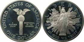 Dollar 1989 S
Weltmünzen und Medaillen, Vereinigte Staaten / USA / United States. 200 Jahre Kongress. Dollar 1989 S, Silber. KM 225. Polierte Platte