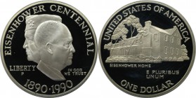 Dollar 1990 P
Weltmünzen und Medaillen, Vereinigte Staaten / USA / United States. 100. Geburtstag von Dwight D. Eisenhower. Dollar 1990 P, Silber. KM...