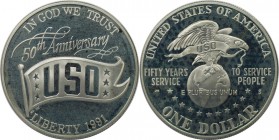 Dollar 1991 S
Weltmünzen und Medaillen, Vereinigte Staaten / USA / United States. 50 Jahre United Service Organizations. Dollar 1991 S, Silber. KM 23...