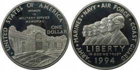 Dollar 1994 P
Weltmünzen und Medaillen, Vereinigte Staaten / USA / United States. Nationale Gedenkstätte Vietnamkrieg - Frauen im Wehrdienst. Dollar ...