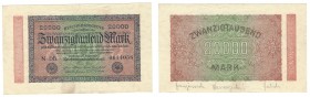20000 Mark 1923 
Banknoten, Deutschland / Germany. Geldscheine der Inflation (1919-1924). 20000 Mark Reichsbanknote 1.7.1923. Pick: 85, Ro: 84c, II