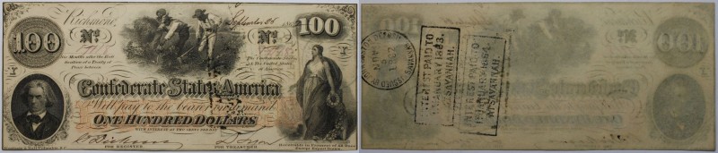 100 Dollars 1862 
Banknoten, USA / Vereinigte Staaten von Amerika, Konförderier...