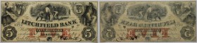 5 Dollars 1858 
Banknoten, USA / Vereinigte Staaten von Amerika, Obsolete Banknotes. Litchfield, Connecticut. Litchfield Bank. 5 Dollars 1858. I