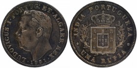 Silver Uma Rupia Coin of Luiz I of Indo Portuguese.
