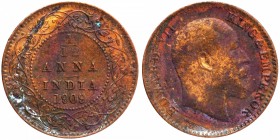 Bronze One Twelfth Anna Coin of King Edward VII of Calcutta Mint of 1909.