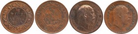 Bronze Half Pice Coins of King Edward VII of Calcutta Mint of 1907.
