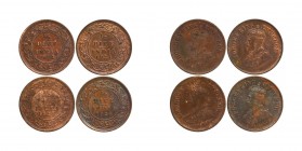 Bronze Half Pice Coins of King George V of Calcutta Mint of 1923, 1924, 1925, 1926.