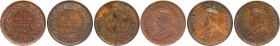 Bronze Half Pice Coins of King George V of Calcutta Mint of 1931, 1932 and 1933.