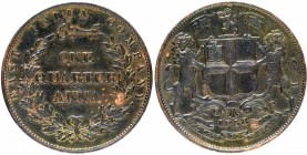 Copper One Quarter Anna Coin of East India Company of Birmingham Mint of 1858.