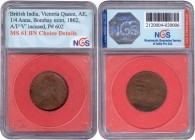 Copper One Quarter Anna Coin of Victoria Queen of Bombay Mint of 1862.