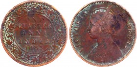 Copper One Anna Coin of Victoria Empress of Calcutta Mint of 1883.
