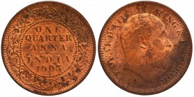 Copper One Quarter Anna Coin of King Edward VII of Calcutta Mint of 1903.